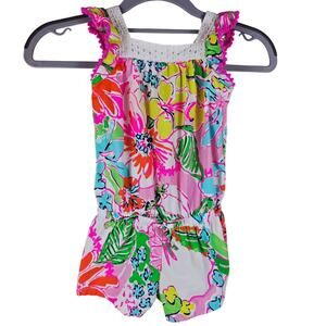 Lilly Pulitzer Target Vibrant Floral Colors Pom Pom Toddler Shorts Jumpsuit 2T